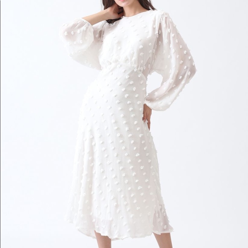 NWOT cotton candy midi dress in white
